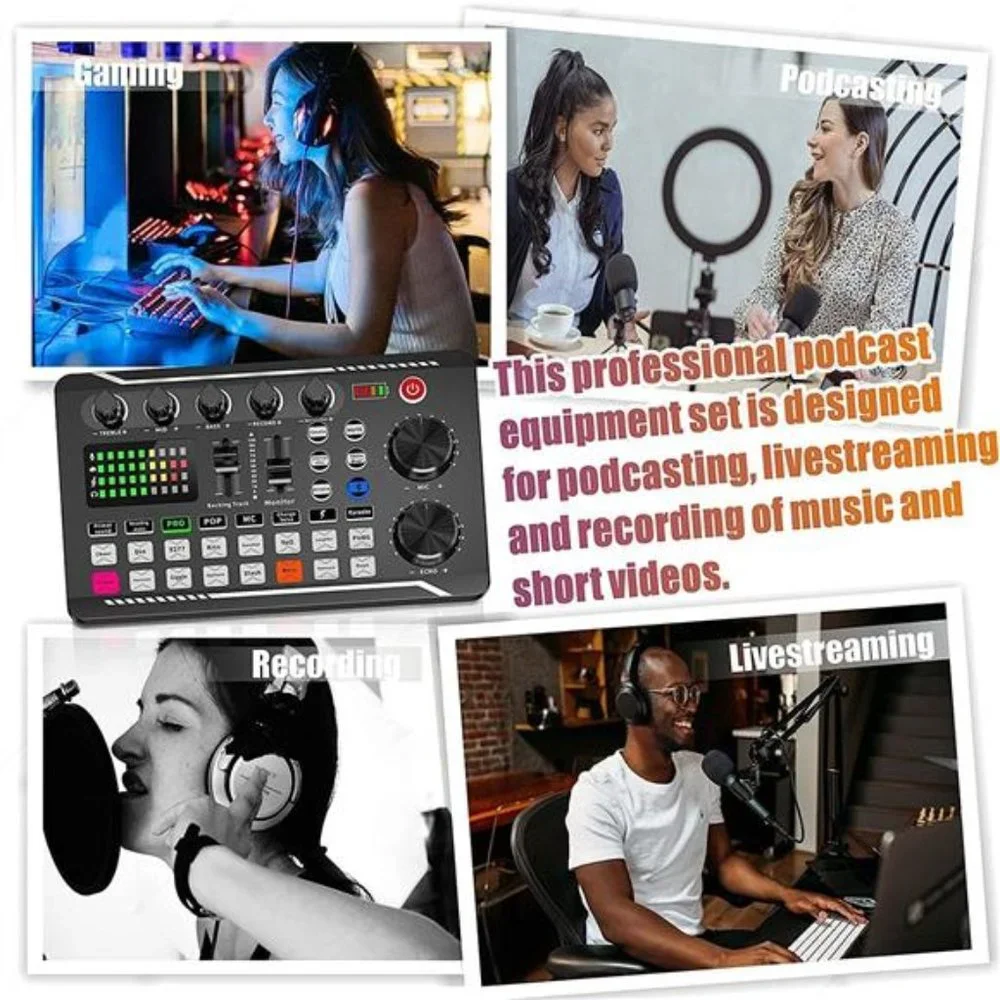 Podcast Equipment Bundle,Condenser Microphone with Tripod Stand and Professional
